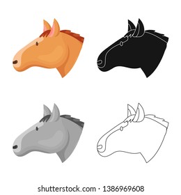 Isolated object of horse and face  icon. Collection of horse and pet  stock vector illustration.