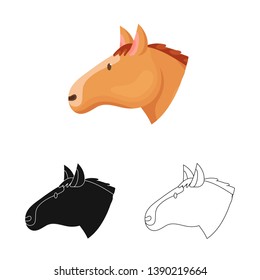Isolated object of horse and face  logo. Set of horse and pet  stock symbol for web.