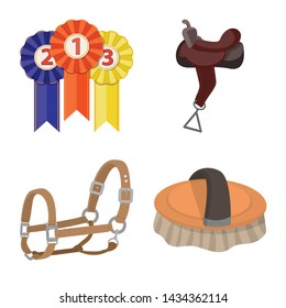 Isolated object of horseback and equestrian icon. Collection of horseback and horse stock vector illustration.