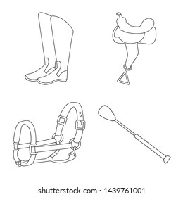 Isolated object of horseback and equestrian icon. Set of horseback and horse stock vector illustration.