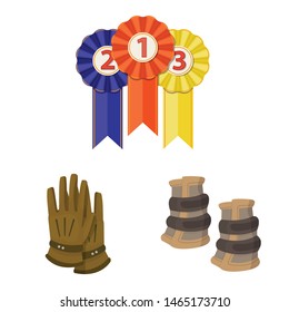 Isolated object of horseback and equestrian icon. Set of horseback and horse stock vector illustration.