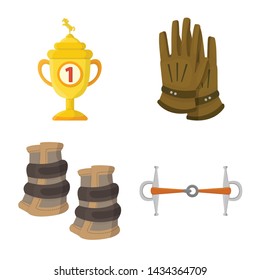 Isolated object of horseback and equestrian logo. Collection of horseback and horse vector icon for stock.