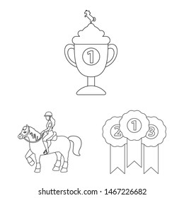 Isolated object of horseback and equestrian logo. Collection of horseback and horse stock vector illustration.