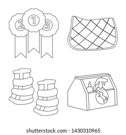 Isolated object of horseback and equestrian sign. Set of horseback and horse stock symbol for web.