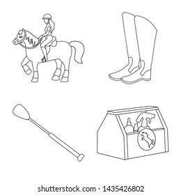 Isolated object of horseback and equestrian sign. Set of horseback and horse vector icon for stock.