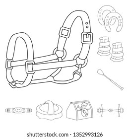 Isolated object of horseback and equestrian symbol. Collection of horseback and horse  stock vector illustration.