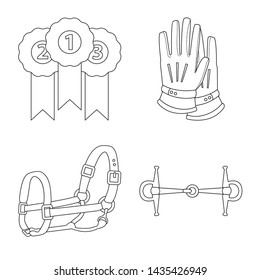 Isolated object of horseback and equestrian symbol. Set of horseback and horse stock vector illustration.