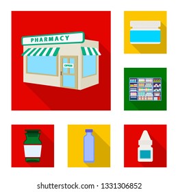 Isolated object of hospital and help icon. Collection of hospital and healthcare stock vector illustration.