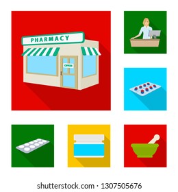 Isolated object of hospital and help logo. Set of hospital and healthcare stock vector illustration.
