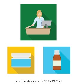 Isolated object of hospital and help logo. Set of hospital and healthcare stock vector illustration.