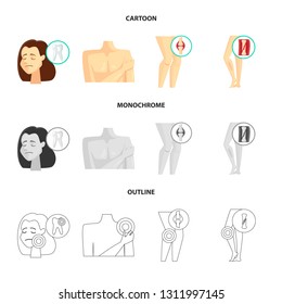 Isolated object of hospital and rendering icon. Set of hospital and help stock vector illustration.