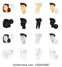 Isolated object of hospital and rendering icon. Collection of hospital and help stock vector illustration.