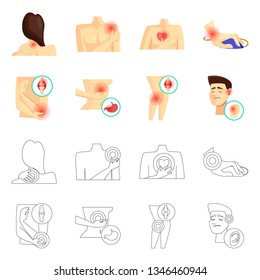 Isolated object of hospital and rendering icon. Set of hospital and help stock symbol for web.