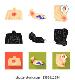 Isolated object of hospital and rendering icon. Collection of hospital and help stock vector illustration.