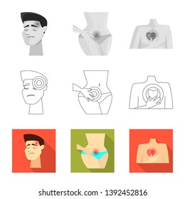 Isolated object of hospital and rendering icon. Collection of hospital and help stock symbol for web.