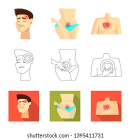 Isolated object of hospital and rendering icon. Set of hospital and help stock vector illustration.