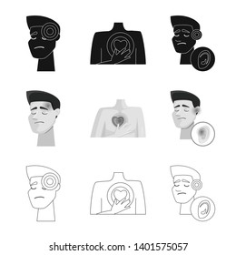 Isolated object of hospital and rendering icon. Collection of hospital and help stock symbol for web.