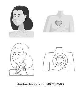 Isolated object of hospital and rendering icon. Collection of hospital and help stock vector illustration.