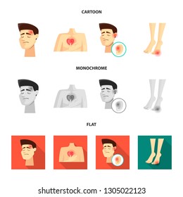 Isolated object of hospital and rendering logo. Set of hospital and help stock vector illustration.