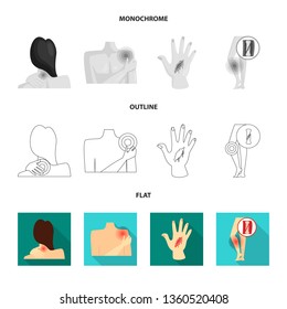 Isolated object of hospital and rendering sign. Set of hospital and help vector icon for stock.