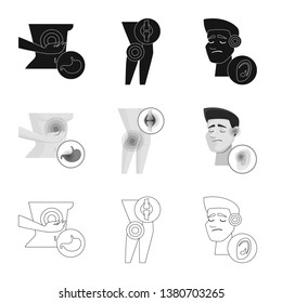 Isolated object of hospital and rendering sign. Set of hospital and help stock vector illustration.