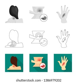 Isolated object of hospital and rendering sign. Set of hospital and help stock symbol for web.