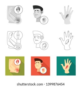 Isolated object of hospital and rendering sign. Set of hospital and help stock vector illustration.