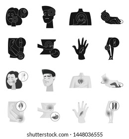 Isolated object of hospital and rendering sign. Collection of hospital and help stock vector illustration.