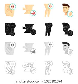 Isolated object of hospital and rendering symbol. Collection of hospital and help stock symbol for web.
