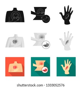 Isolated object of hospital and rendering symbol. Collection of hospital and help stock symbol for web.