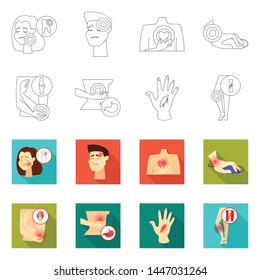 Isolated object of hospital and rendering symbol. Collection of hospital and help stock vector illustration.