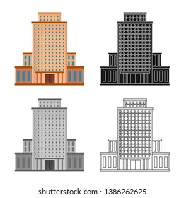 Isolated object of hotel and high icon. Set of hotel and tourism stock symbol for web.