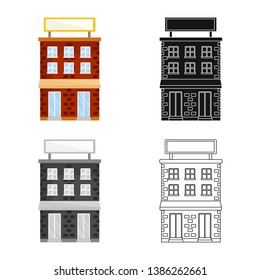 Isolated object of house and brick symbol. Collection of house and pane   stock symbol for web.