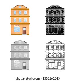 Isolated object of house and pane  symbol. Collection of house and townhouse  vector icon for stock.