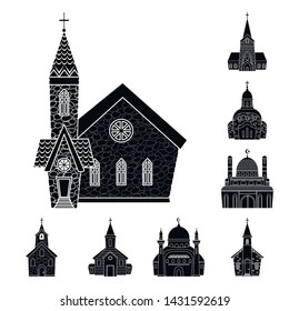 Isolated object of house and parish symbol. Set of house and building stock vector illustration.