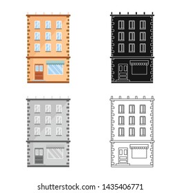 Isolated object of house and residence sign. Collection of house and pane stock vector illustration.