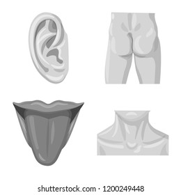 Isolated object of human and part icon. Collection of human and woman stock symbol for web.