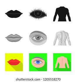 Isolated object of human and part icon. Collection of human and woman stock symbol for web.