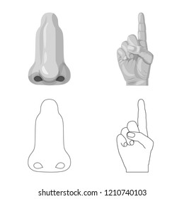 Isolated object of human and part icon. Collection of human and woman stock vector illustration.