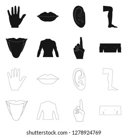 Isolated object of human and part icon. Collection of human and woman stock vector illustration.