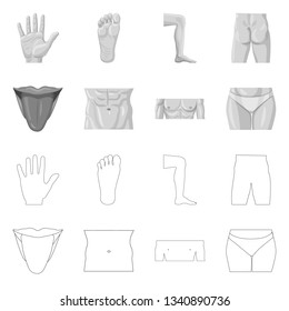 Isolated object of human and part icon. Collection of human and woman vector icon for stock.