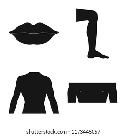 Isolated object of human and part logo. Collection of human and woman stock vector illustration.
