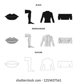 Isolated object of human and part logo. Collection of human and woman stock vector illustration.