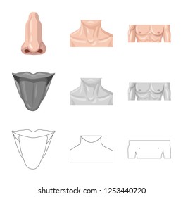 Isolated object of human and part logo. Collection of human and woman vector icon for stock.