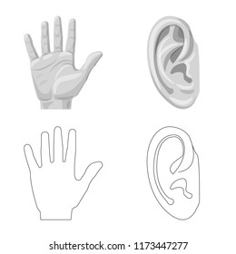 Isolated object of human and part sign. Collection of human and woman stock vector illustration.