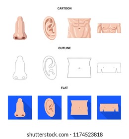 Isolated object of human and part sign. Set of human and woman stock vector illustration.