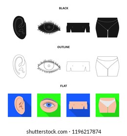 Isolated object of human and part sign. Collection of human and woman stock vector illustration.