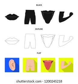 Isolated object of human and part sign. Collection of human and woman vector icon for stock.