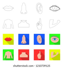 Isolated object of human and part sign. Set of human and woman vector icon for stock.