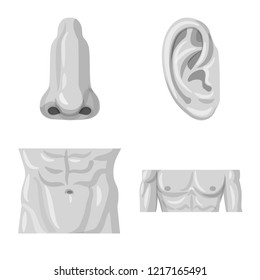 Isolated object of human and part sign. Set of human and woman stock vector illustration.